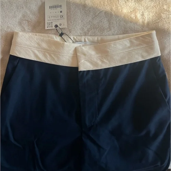 NWT Zara Contrast Waist Straight Leg Pants - Picture 6 of 7